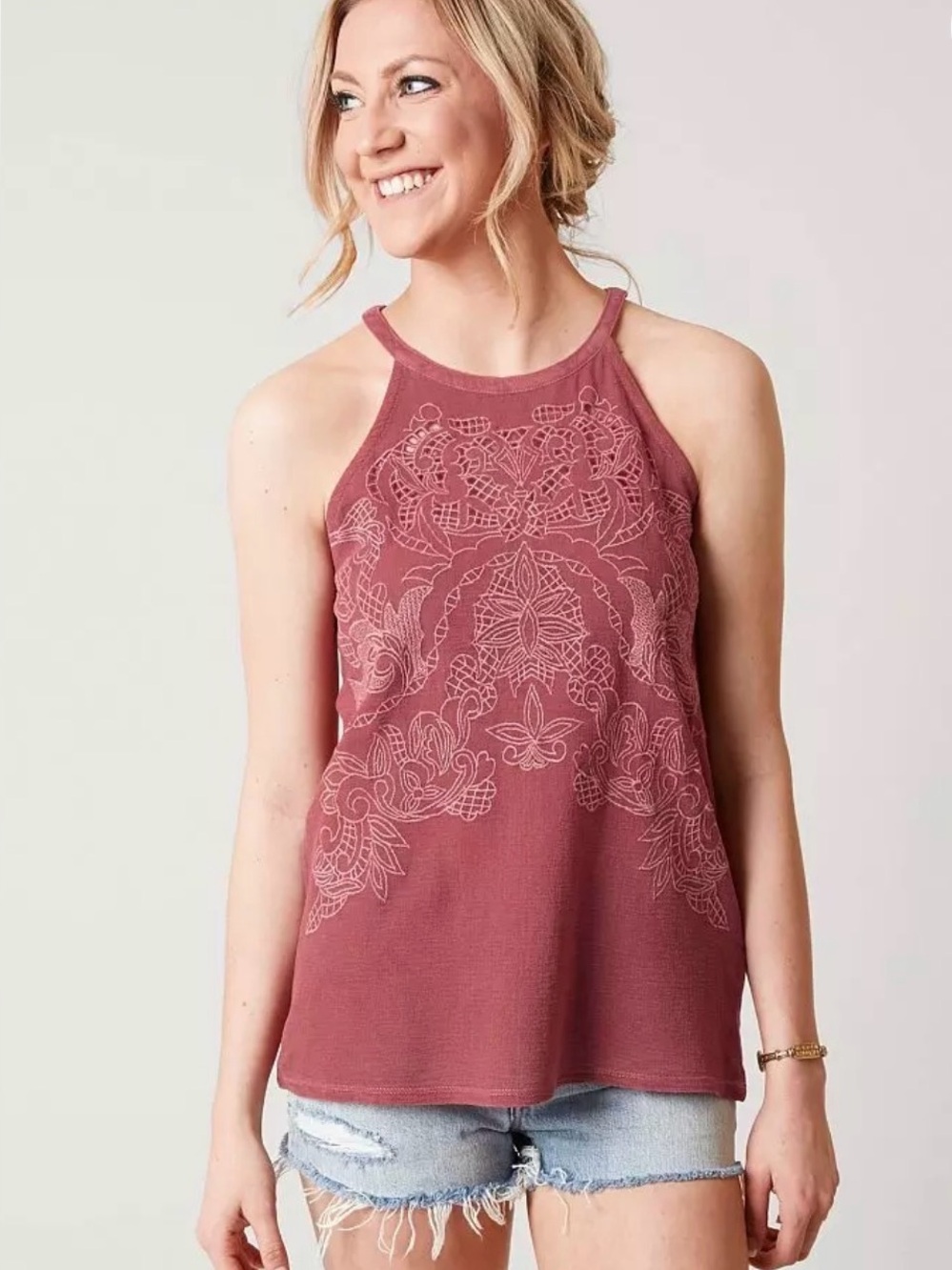 Lucky Brand Tank embroidered NWT large